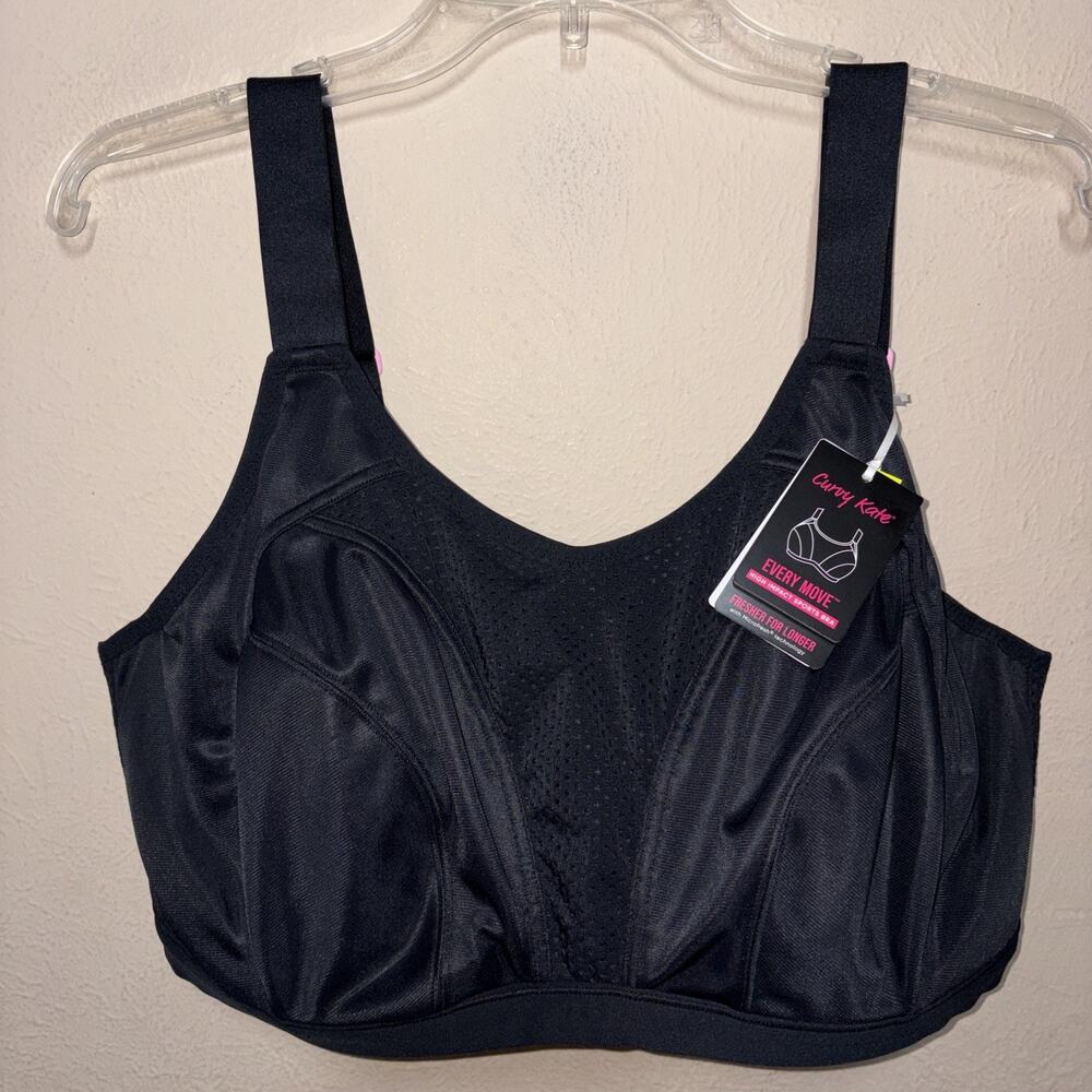 Curvy Kate BLACK Everymove High Impact Sports Bra US 40J Microfresh Convertible